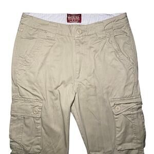 Men's Beige Cotton Cargo Pants - Size 30 - 8 Pockets